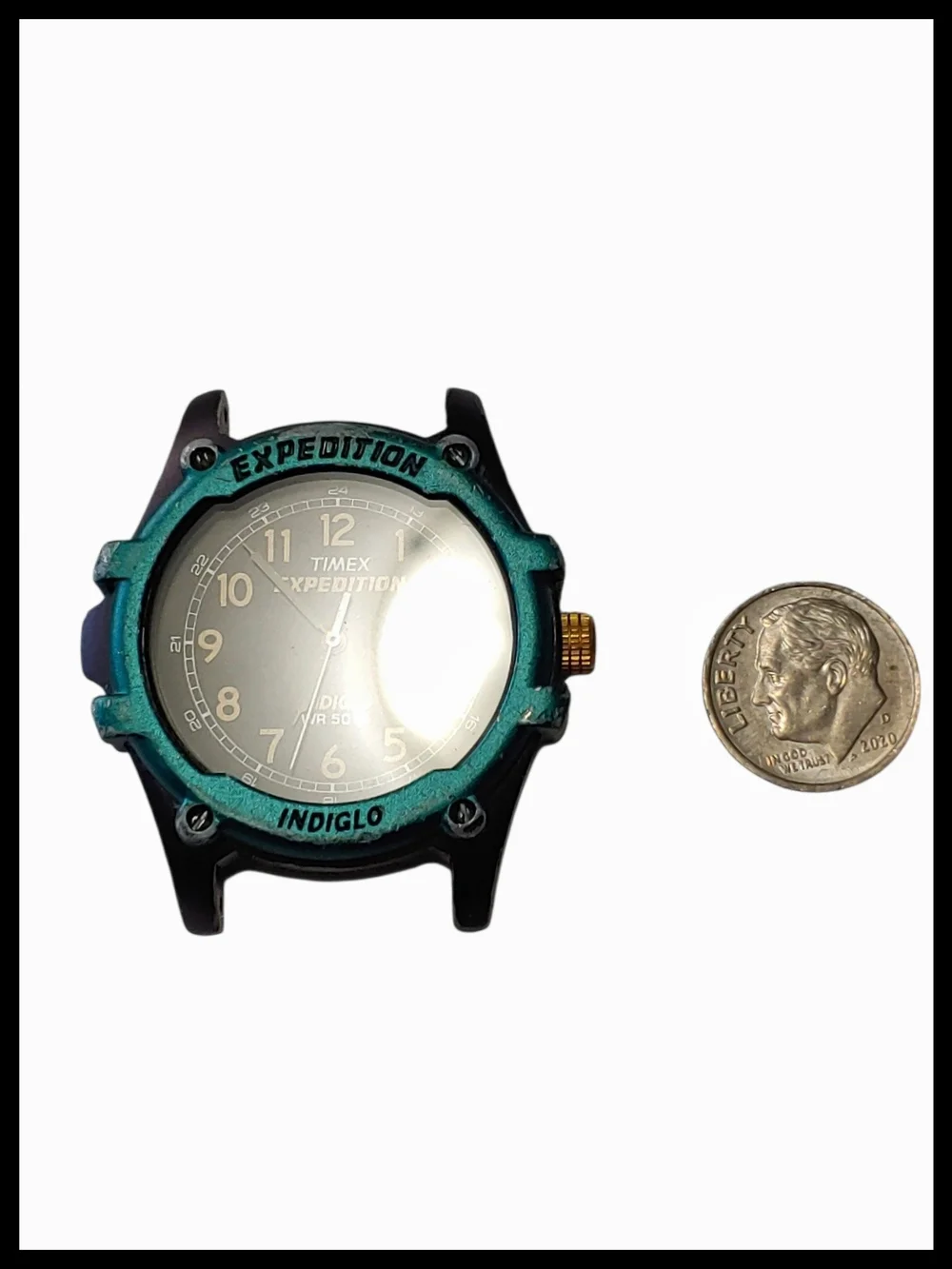 90s Timex Expedition Men's Teal and Black Indiglo Watch with New Battery